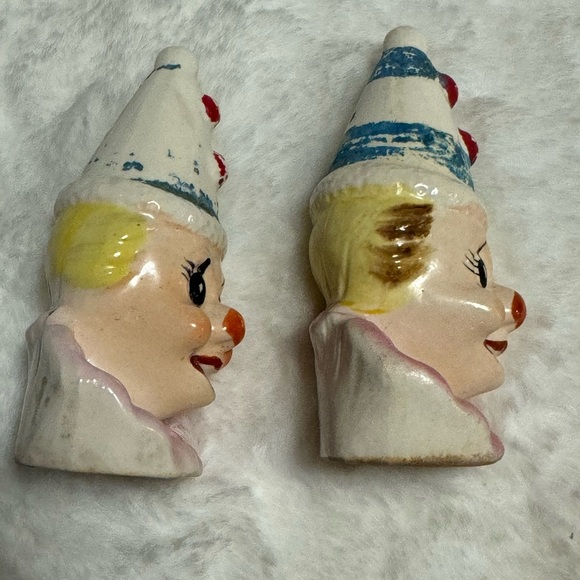 Japan Vintage Clown Circus Salt & Pepper Shakers Creepy Clowns MCM Collectible - Picture 7 of 11